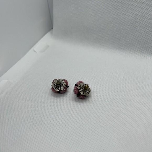 Miriam Haskell Earrings Vintage Rare Rhodonite - Picture 8 of 9